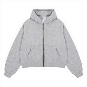Sweat à capuche oversize à double fermeture éclair, doublé, personnalisé, en molleton épais 400 g/m² 100 % coton, coupe courte, en French Terry - Product Image 2