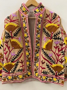 Veste en coton brodée de fleurs, col mandarin, manches longues, longueur courte, vêtements de printemps pour femmes, style bohème - Product Image 4
