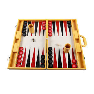 Premium Quality PU Leather <b>Backgammon</b> Set Custom Luxury Folding Board Game Set with Metal Corner Protection - Product Image 5