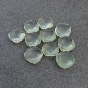 Natural Prehnite Checker Cut Calibrated Briolette <b>Cushion</b> AAA+ Gemstone, Loose Stone for Jewelry Making Custom Sizes Available - Product Image 1