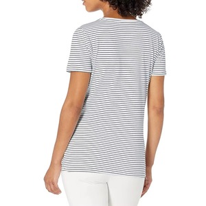 Camisetas personalizadas de cuello en V para mujer, de verano, manga corta, algodón peinado, transpirables, de ajuste holgado, lisas, informales, camisetas básicas. - Product Image 3