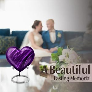 Exclusive Aluminum Heart Memorial <b>Keepsake</b> Urn Funeral <b>Ash</b> Container Crafted With Refined Artistic Surface Texture - Product Image 4