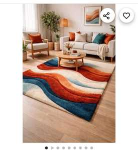 Tapis rectangulaire moderne abstrait en laine et acrylique, tufté à la main, à poils moyens, fin, résistant aux taches, pour salon, en polypropylène - Product Image 5