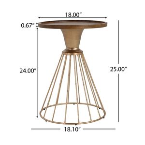 Antique <b>Gold</b> and Natural Retro Art Pine <b>Side</b> <b>Table</b> with Hollow Edge Nightstands - Product Image 4