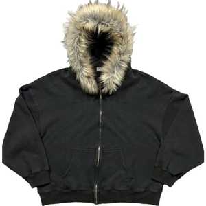 Sudadera con Capucha de Cuero Negro Sólido para Hombre, con Ribete de Piel, Ecológica, Transpirable, Forrada, Ropa Casual de Invierno, Color Personalizado - Product Image 2