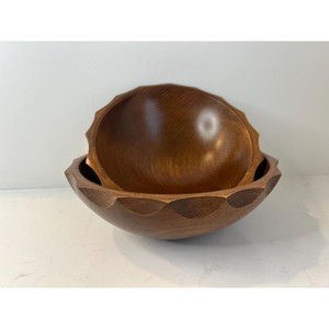 Bol en teck artisanal avec couvercle - Bol de service en bois en gros - Product Image 4