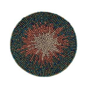 Multi Colour Beaded Embroidery Coaster Modern Handmade Decor Minimalist Hand <b>Stitched</b> Beaded Coaster by Faiz handicraft - Product Image 1