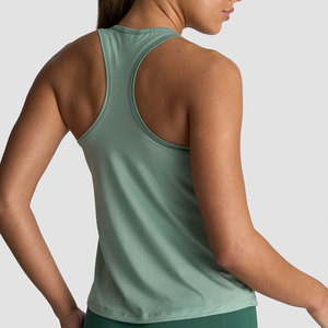Camiseta sin mangas para mujer, diseño de espalda en Y, estilo chaleco largo, elástica en cuatro direcciones, poliéster y elastano, sin costuras, para gimnasio, yoga, alta resistencia, activa - Product Image 2