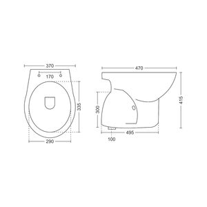 WC suspendu mural de luxe moderne en forme d'estela, 470x370x415mm, en céramique, pour salle de bain commerciale - Product Image 3