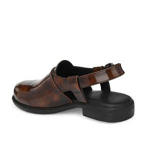 Chaussures Peshawari Chappal Kheri en cuir mat noir de qualité supérieure pour hommes, chaussures de mariage traditionnelles, avec boucle réglable - Product Image 2
