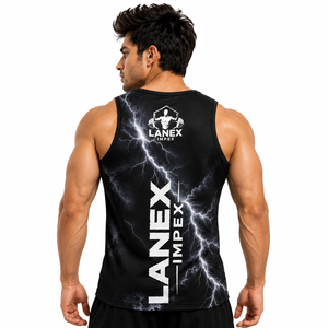 Custom Black Lightning Gym Tank Top for Men 3D Sublimation Bodybuilding <b>Stringer</b> <b>Vest</b> Sleeveless Fitness Workout Sportswear OEM - Product Image 4