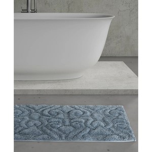 Modern Blue Rectangle Cotton <b>Bath</b> <b>Mat</b> Medallion Pattern Non-Slip Rubber Backing Machine Washable Home Use - Product Image 4