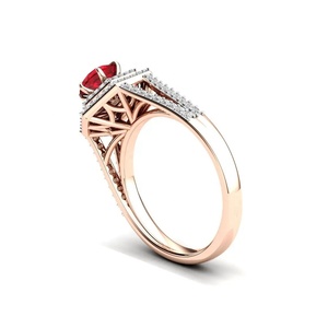 แหวนแต่งงานทรงกลมโกเมนสีแดงธรรมชาติสีเงินสเตอลิง925แหวนสัญญาหินขัดมันเครื่องประดับชุบโรเดียม - Product Image 3