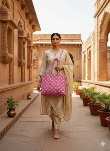 Bolso Tote de Algodón Acolchado Floral Lily, Hecho a Mano, Ligero, con Estampado Étnico Indio, Gran Capacidad, para Mujer - Product Image 2