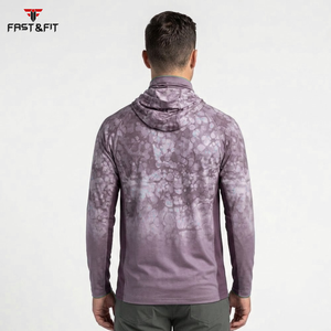 Vente en gros de sweats à capuche de pêche pour hommes, à manches longues, légers, respirants, à séchage rapide, avec sublimation de logo - Product Image 2