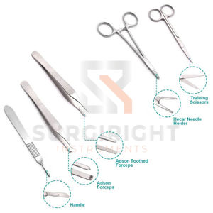 Kit de formation en suture médicale OEM Blush Surgical certifié CE Classe I, avec instruments chirurgicaux en silicone et en acier inoxydable - Product Image 2