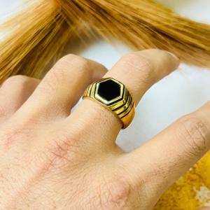 <b>Signet</b> Brass <b>Ring</b> Black <b>Onyx</b> Jewelry Antique Brass Finish - Product Image 4