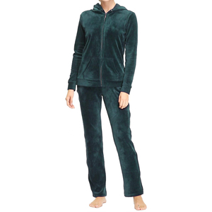 Conjunto Deportivo de Terciopelo para Mujer, 2 Piezas, con Capucha, Manga Larga, Color Sólido, Informal, para Invierno, Corte Holgado, Material de Poliéster - Product Image 2