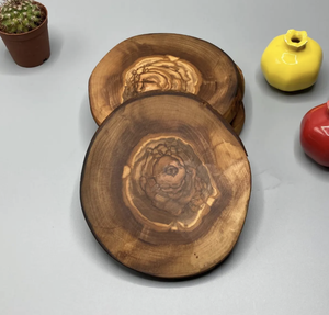 Hot Selling Tayyab Handicraft Walnut <b>Wood</b> <b>Slice</b> Coaster Eco-Friendly Classic Design Laser Engraving Logo Customized Size - Product Image 3