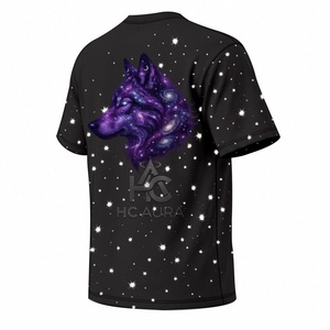T-shirt Unisex Mezza Manica <span class=keywords><strong>Nera</strong></span> in Cotone/Poliestere Sostenibile con Design Lupo, di Tendenza, <span class=keywords><strong>Ora</strong></span> Disponibile con Logo Personalizzato - Product Image 5