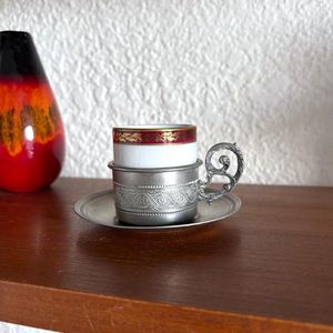 Antique Metal Cup And Saucer <b>Set</b> For <b>Tea</b> <b>Coffee</b> Serving Home Kitchen Restaurant Table Decoration - Product Image 6
