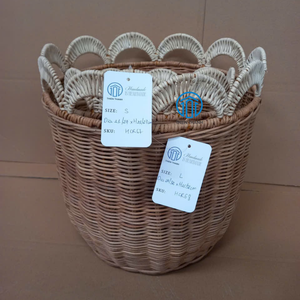 Natural Woven Rattan <b>Basket</b> With Decorative Handles Handmade <b>Storage</b> <b>Basket</b> Sustainable Home Organizer Wholesale Bulk Supplier - Product Image 3