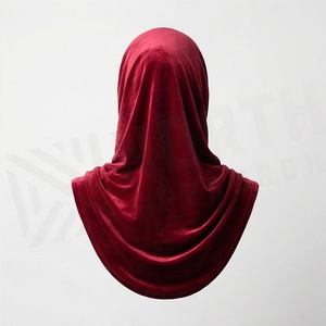 Bufanda con Capucha de Terciopelo para Mujer, Color Sólido, Poliéster, Cálida para Invierno, Estilo Étnico de Oriente Medio, para Uso Diario - Product Image 2