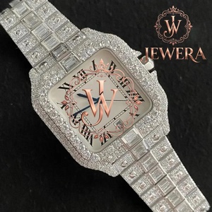 Montre analogique en acier inoxydable de luxe Mossinate avec diamants étincelants pour hommes et femmes, mouvement mécanique, haute qualité, style hip-hop - Product Image 4