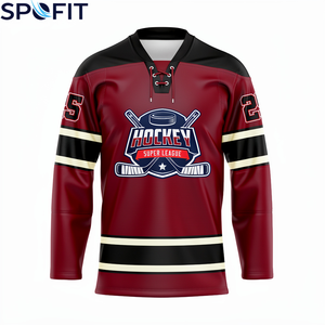 Jersey de Hockey sobre Hielo Personalizado OEM, Transpirable, 100% Poliéster, Uniforme de Hockey sobre Hielo para Equipo con Impresión por Sublimación y Transferencia de Calor - Product Image 1