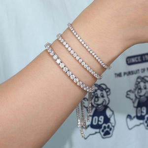 Luxury Women's 925 Silver Rhodium Plated Tennis <b>Bracelets</b> Round Brilliant Cut Diamond Channel Setting Everyday Wear - Product Image 1