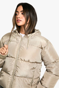 Chaqueta Acolchada Transpirable de Punto de Lona para Mujer, Talla Grande, Muy Cálida, Manga Larga, Capucha con Cuello Desmontable para Exteriores - Product Image 3