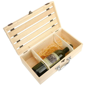 Caja de Regalo para Vino de Madera de Caucho Premium, Porta Botellas Individual Resistente con Asa, Empaque de Vino Ecológico y Sostenible - Product Image 1