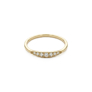 Bague de promesse minimaliste empilable en or massif 10K 14K avec sept diamants, bague d'anniversaire délicate avec milgrain et diamant de laboratoire rond - Product Image 2
