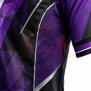 Camiseta de Fútbol Geométrica Morada y Negra para Hombre, Manga Corta, Cuello en V, Poliéster que Absorbe la Humedad, Ajuste Atlético, para Todas las Temporadas - Product Image 6