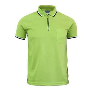 เสื้อโปโลแขนสั้นสีเขียวมะนาวสำหรับผู้ชาย สีพื้นเรียบง่าย ดีไซน์กระเป๋าซิป ทรงปกติ แบบถัก - Product Image 5
