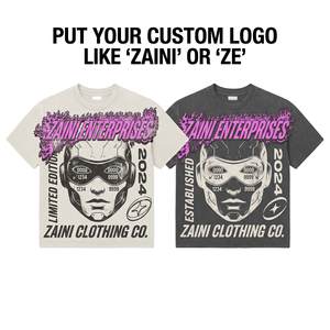 เสื้อยืดโอเวอร์ไซส์ผู้ชายผ้าคอตตอนพรีเมียม 240 GSM ซักกรด พิมพ์ลายโลโก้ตามสั่ง ZAINI ZI-031 ผ้ากันยับ - Product Image 1