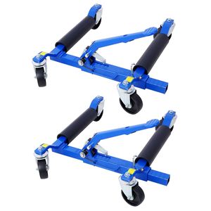 Set di 2 ruote idrauliche blu per auto Dolly con capacità di 1.250 libbre a cricchetto del pedale sollevamento del veicolo che posiziona i pattini per auto - Product Image 1