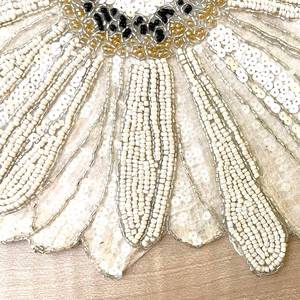 Handmade Flower Shape Fabric <b>Placemat</b> Beaded Design Glam Table Mat Decorative <b>Set</b> 450mm - Product Image 2
