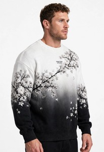 เสื้อสเวตเตอร์คอกลมแขนยาวผู้ชายโอนีเทน อาร์เพลเลอร์ลายดอกไม้สีขาวดำ - Product Image 4