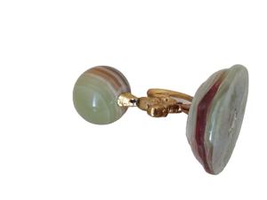 Bougeoir en laiton torsadé onyx, chandelier vintage en onyx italien, Vintage Stone Onyx & Brass Decorative - Product Image 2