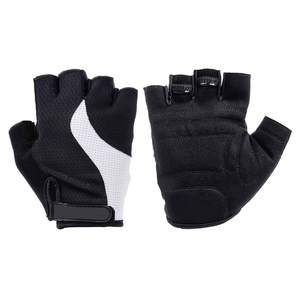 Guantes de Medio Dedo Ligeros y Transpirables de Malla para Levantamiento de Pesas y Carreras, con Paneles en Blanco y Negro, Cierre de Gancho y Bucle, para Hombre, para Exteriores - Product Image 6