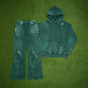 Hot Selling 100% Cotton Heavyweight Hoodie & Straight Leg Jogger <b>Set</b> Two Piece Casual Wear Solid Color Warm Winter Sweatsuits - Product Image 3