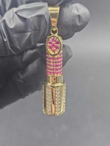Colgante de Labial Iced Out con Rubí Rosa y Moissanita VVS, de Plata 925 Bañada en Oro, Joyería Hip Hop, Colgante para Rapper - Product Image 4