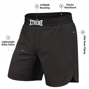 Shorts de combat MMA unisexes en gros, séchage rapide, légers, respirants, avec ceinture extensible, personnalisables - Product Image 2