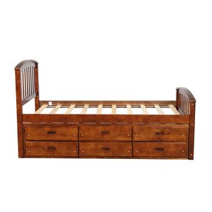 Letto a piattaforma in legno massello Orisfur Twin Size con 6 cassetti per bambini - Product Image 6