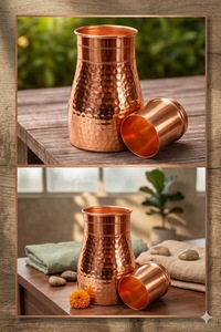 Vedic Traditions Pure <b>Copper</b> Water Vessel – Handcrafted Heirloom Pitcher & Matching Sipping <b>Cup</b> - Product Image 2