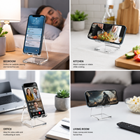 Support de téléphone portable et tablette moderne en acrylique transparent léger, présentoir de bureau transparent avec support universel