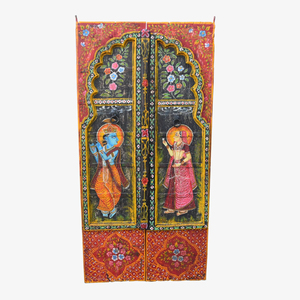 Haswani Handicrafts Antique PTD <b>Door</b> Handcrafted <b>Rustic</b> Vintage Painted Solid Wood Decorative Traditional Apartment Park - Product Image 1