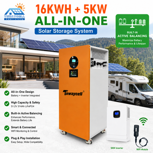 Tewaycell 16kWh 5kW All-in-One <b>Solar</b> <b>Generator</b> 51.2V 314Ah LiFePO4 for Small Business RV Camping WiFi App Control Portable - Product Image 5