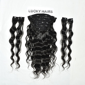 Extensions à clipser en cheveux humains vierges bruts non traités, qualité temple indien, cuticules alignées, styles ondulés effet eau, prix de gros - Product Image 3